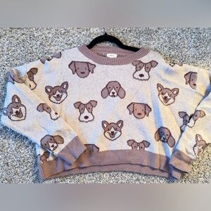 Debut Cream and Brown Dog Pattern Sweater